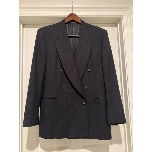 Canali Proposta Wool Blazer Mens 52L (US‎ 42L) Gray Double Breasted Italy