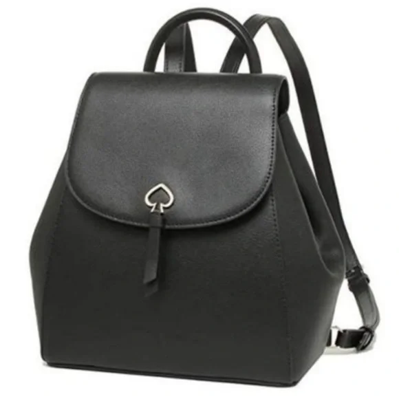 Kate Spade Adel Medium Flap Backpack in Black Leather Style #wkru6412 Like New