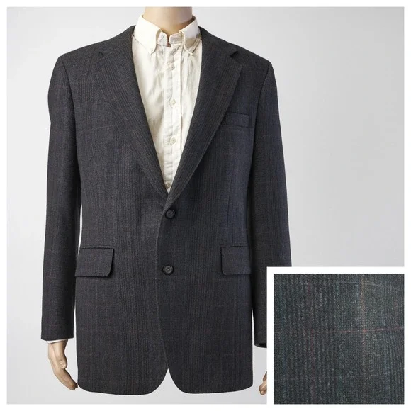 Vintage Stafford Tweed Blazer Sports‎ Coat Men's 44R Gray Glen Plaid Made In USA