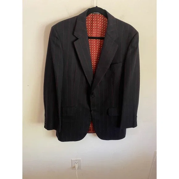 Carroll & Co Chester Barrie Mens 42R Blazer Navy Red Pinstripe Wool England