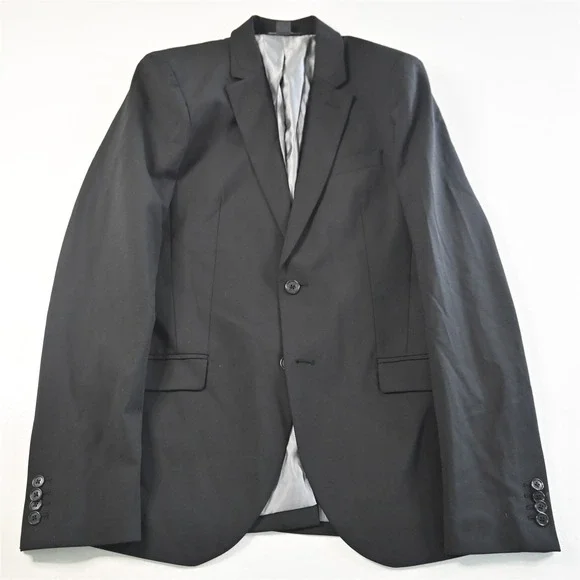 Armani Exchange 40L Black Stretch Wool Mens Blazer Suit Jacket Sport‎ Coat