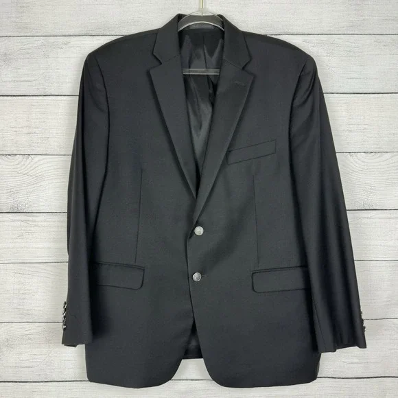 Lauren Ralph Lauren Waterbury Button Men 42S Black Wool Blazer Sport Coat Jacket