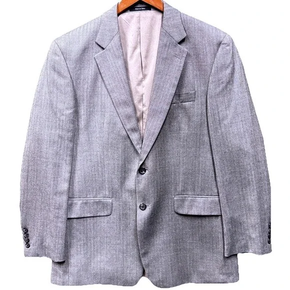 Lauren Ralph Lauren Silk Wool Blazer Sport Coat Men's Size 40R Gray 2 Button