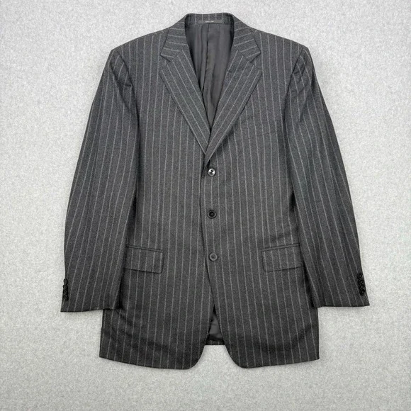 Ermenegildo Zegna Blazer Mens‎ 54R Gray Striped Neiman Marcus Wool Sports Coat