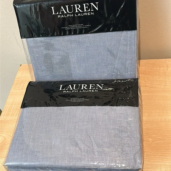 Lauren Graydon Melange Chambray Twin Duvet Cover and Quilted Euro Sham Bundle