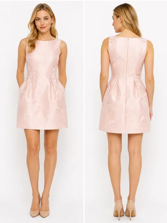 Kate Spade New York Rose Jacquard Sheath Mini Dress Women Pink Size 0 Pockets