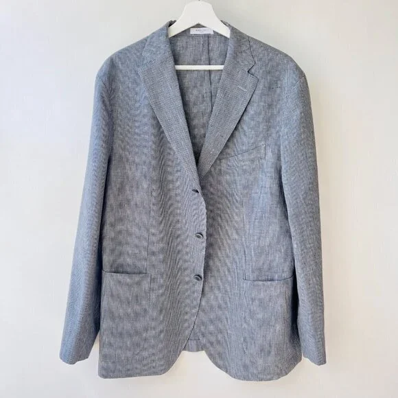Boglioni Men woven cotton sport coat, Gray