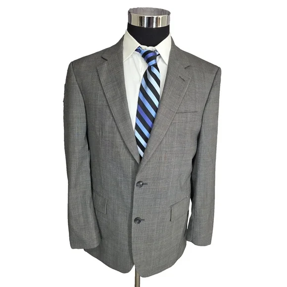 Jos A Bank Blazer Jacket Mens 40R Gray Sports Coat 2 Buttons‎ Wool Glenplaid