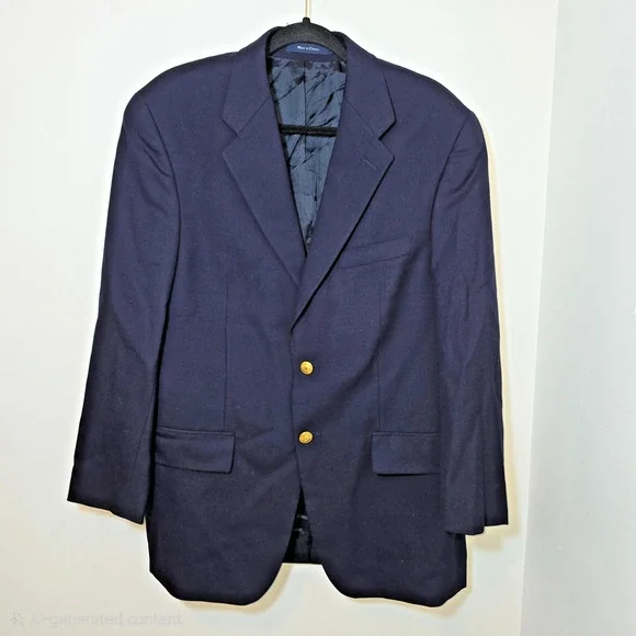 Chaps Ralph Lauren Blazer Mens 44R Navy Wool Gold Crest Buttons Classic Jacket