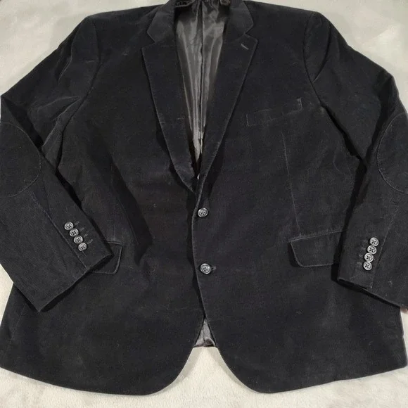 Stafford Corduroy Blazer Men 52 Reg Black Classic Fit City Holiday 2 Button