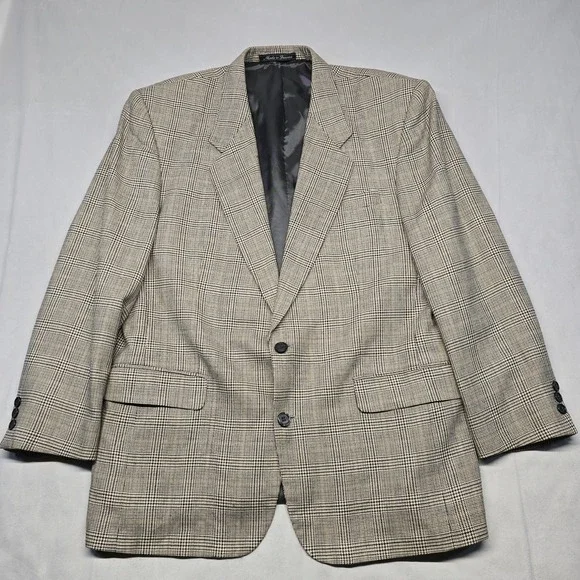 Pierre Balmain Vintage Silk &‎ Wool Prince of Wales Check Notch Lapel Jacket ...