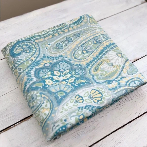 Pottery Barn Rosalie Paisley KING Duvet Cover Blue Yellow Green Paint Floral PB