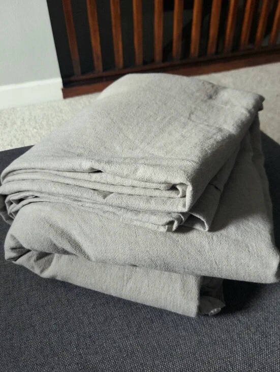 Kenneth Cole Linen Cotton Blend Beige Duvet Cover King Size Bed