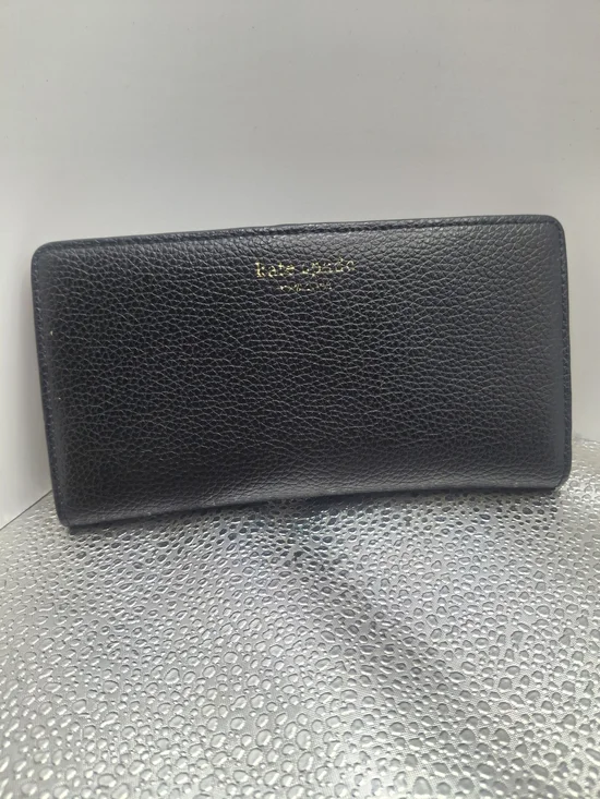 kate spade black pebbled leather continental wallet
