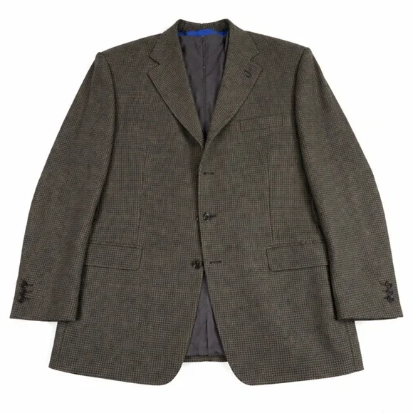 Canali Proposta Wool Houndstooth Blazer Brown‎ L READ
