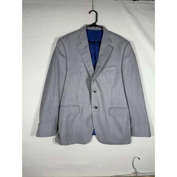 Peter Millar Blazer Mens 46 Gray Wool Blue Lining Two Button Sports Coat Preppy