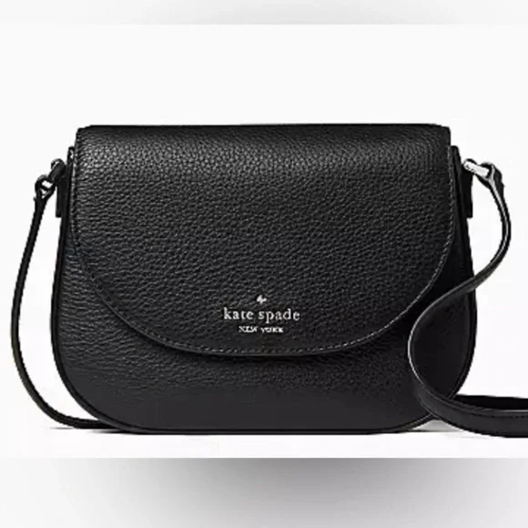 Kate Spade Leila Mini Flap Black Pebbled Leather Crossbody Bag Original Pkg NWT