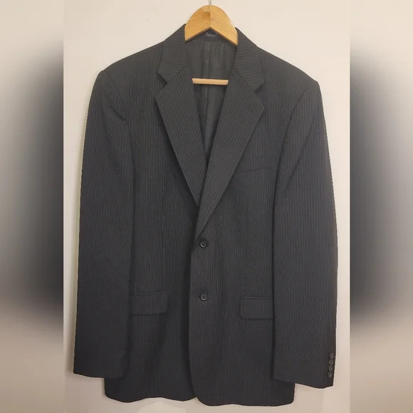 Black Pinstripe Blazer 42L Career Interview‎ Suit Jacket  Express