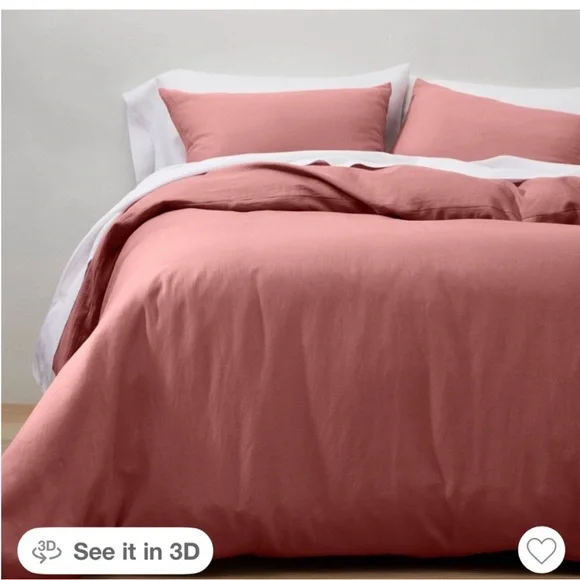 Casaluna F/Q Heavyweight Rose Linen Blend Duvet Cover Set