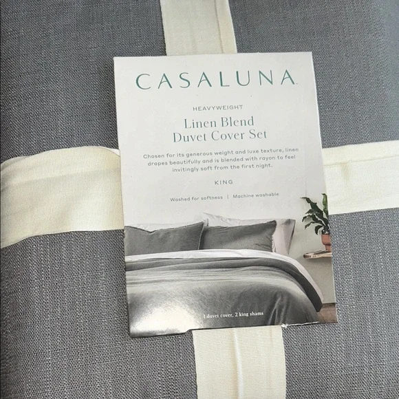 Casaluna King Heavyweight Linen Blend Duvet Cover Set in Gray