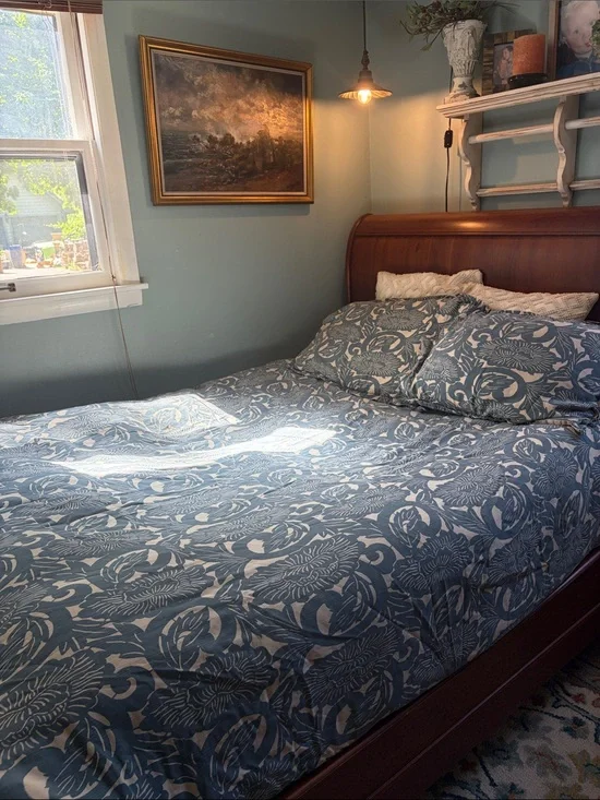 Pottery Barn Blue Floral Comforter Set - Queen