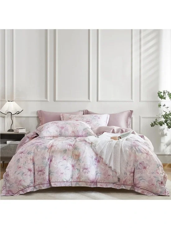 NEW Floral 100% Long Staple Cotton Duvet Cover Set. 600 Thread Count 3-PC Twin