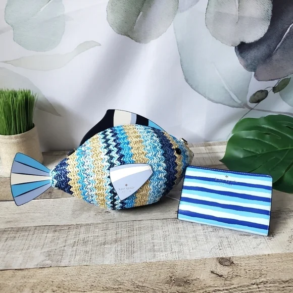 KATE SPADE | What a Catch 3D Fish Crossbody w/ Wave Stripe Wallet 2pc Set