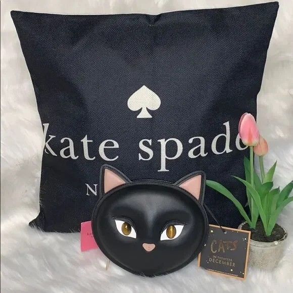 Kate Spade Black Cat Leather Crossbody Bag Novelty Purse Cute Kawaii Coquette