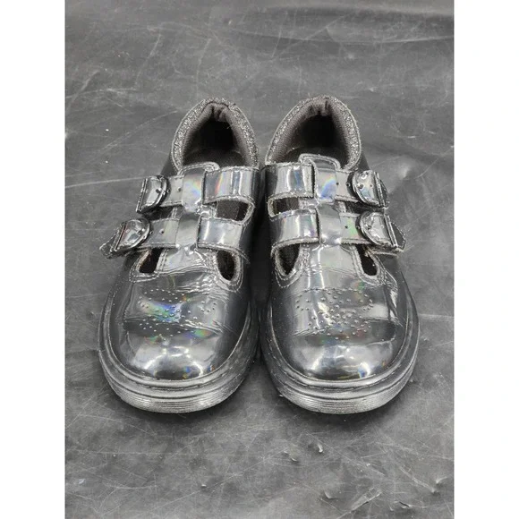 Dr. Martens 8065J‎ Mary Jane Rainbow Black Patent Leather Kids Shoes US 3