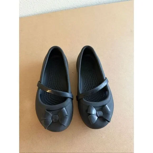 Crocs Girls Black With Bow Ballerinas Size C9