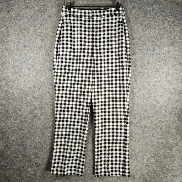 Kate Spade New York Gingham Cropped Pants‎ Women's Size 0 Black White Checkered