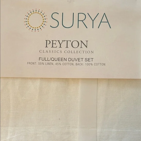 Surya Peyton Classics Full/Queen Duvet Set in Natural Cream