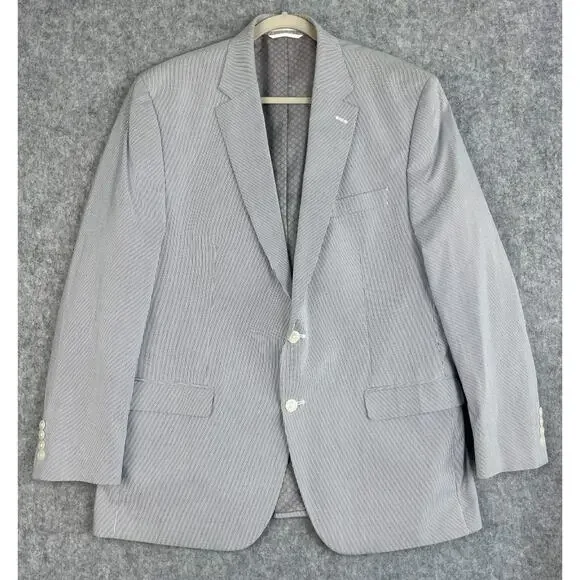 Chaps Ralph Lauren Blazer Mens 44R Blue Striped Cotton Nautical Coastal Preppy