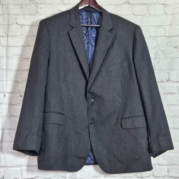 Brooks Brothers Madison Two Button Wool Blazer Jacket Grey Herringbone Mens 48R
