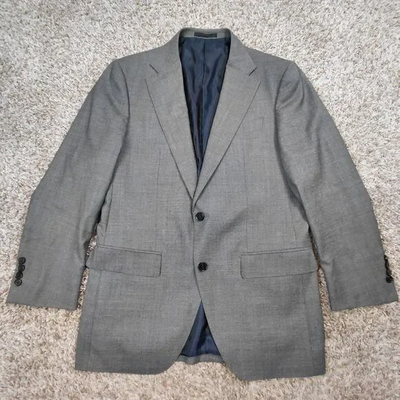 Spier & Mackay Blazer Men 40 Grey Two Button Guabello Super 130s Wool Sport Coat