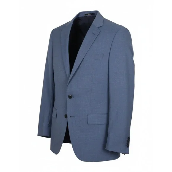 Hugo Boss Mens Blue Micro Pattern Two Button Blazer Suit Jacket 36R Wool‎ Silk