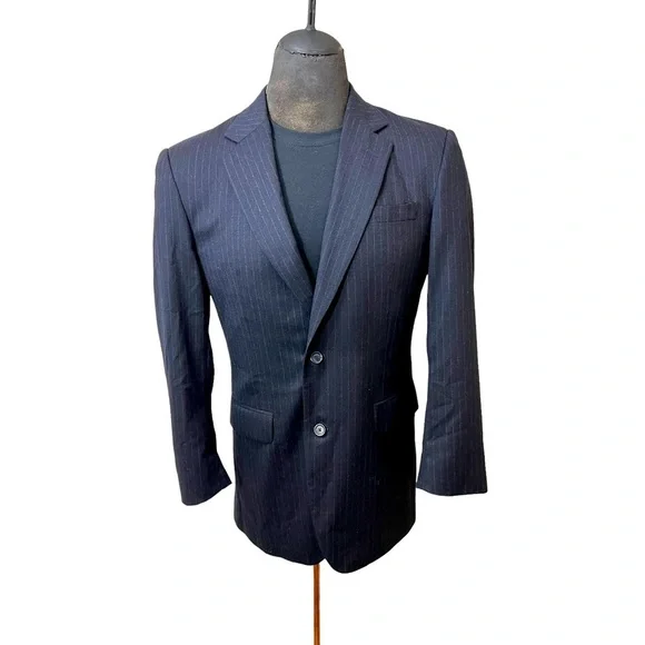 Jos A Bank mens Blazer pinstripe size 40L 100% Wool☑️