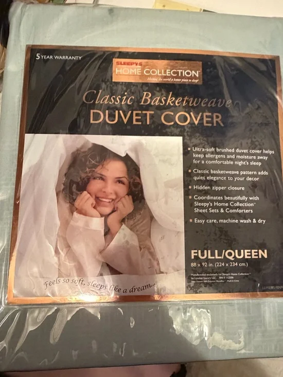 Home Collection Basketweave Full/Queen Duvet Cover - Light Teal NWOT