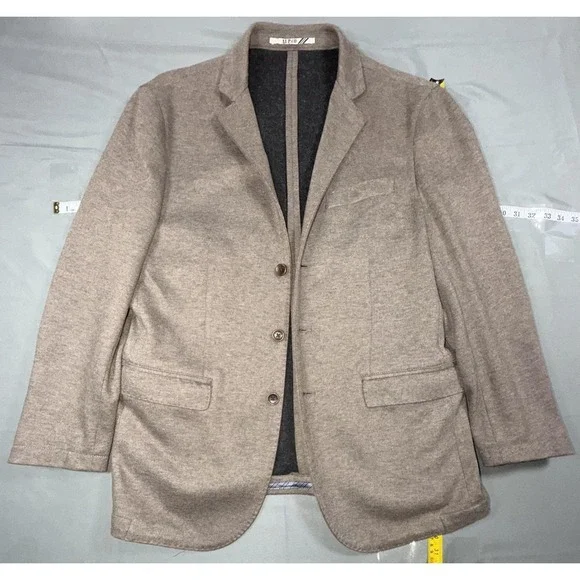 AT. P. Co Blazer Mens 56 Beige Wool Jersey Knit Sport Coat Jacket Stretch Casual