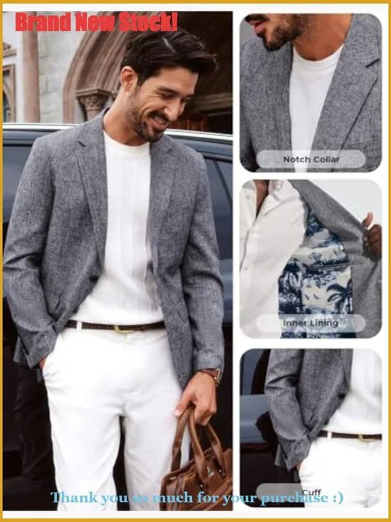 Lightweight Polyester Blend Sport Coat Blazer Slim Fit Two Button