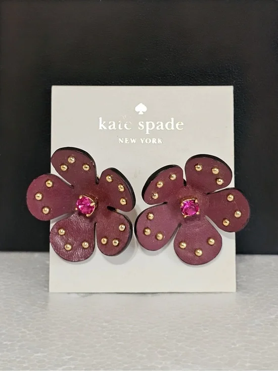 kate spade Blooming Bling - Leather Flower Earrings