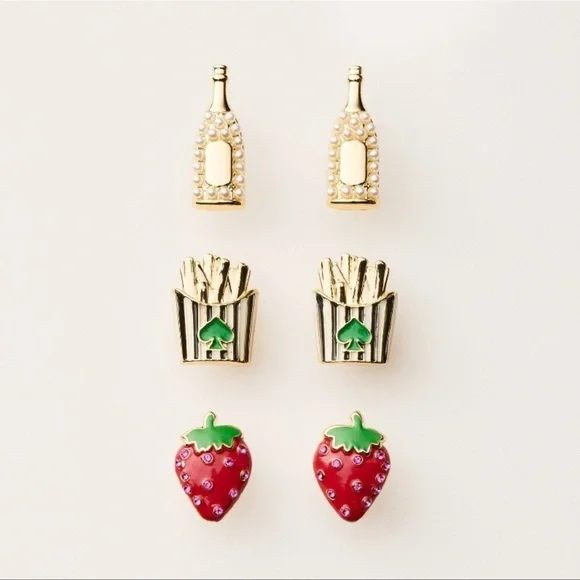 NWT Kate Spade Mixed Novelty Stud Earrings 3pk