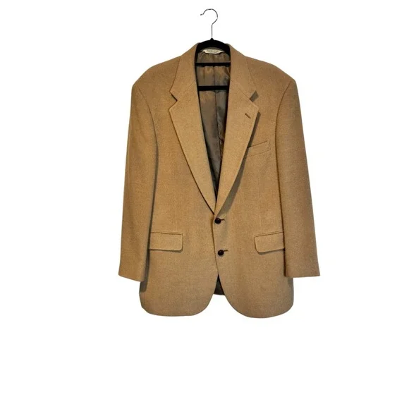 Evan-Picone Mens Camel Tan Wool Blazer Sport Coat‎ 42 Reg Two Button Single Vent