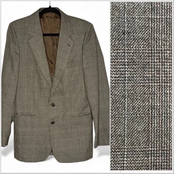 Egon Von Furstenberg Mens Plaid‎ Wool Blend Blazer Jacket Size 38L