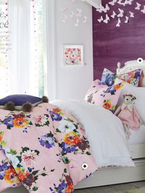 Pottery Barn kids organic cotton, twin size hannah duvet, cover  floor model
