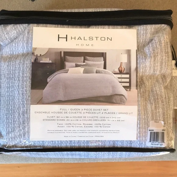NWT H by Halston Home “Nash” F/Q Duvet Set