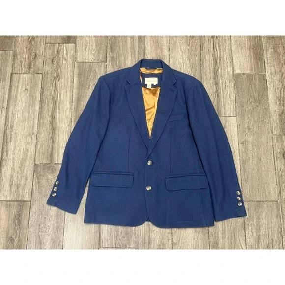 Territory Ahead Blazer Mens 40S Silk Sport Coat Gold Lining Classic Two Button