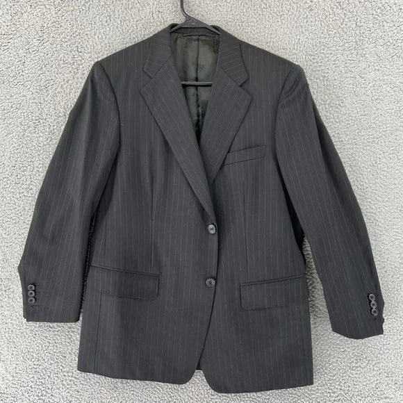 Ermemegildo Zegna Heritage Wool Mens Black Stripe Jacket Sport Coat‎ 42R READ
