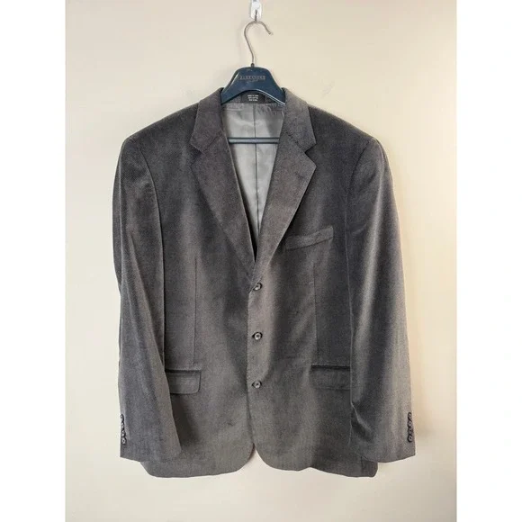 Linea Uomo Blazer Mens XL Grey Corduroy Three Button‎ Sport Coat Cotton Jacket