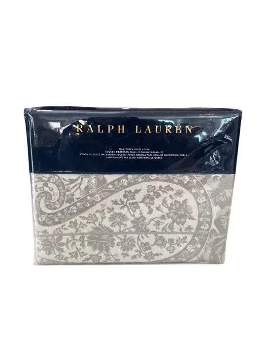 New Ralph Lauren Aubree Paisley Floral Duvet Cover Full Queen Graphite Gray